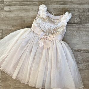 Bonnie Jean Cream Floral Lace Kids Dress